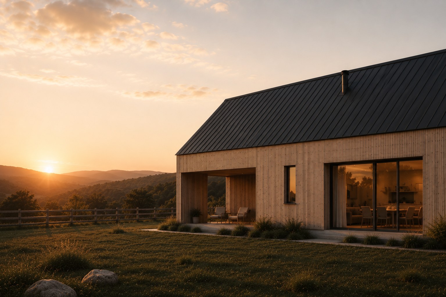 Country Home at sunset