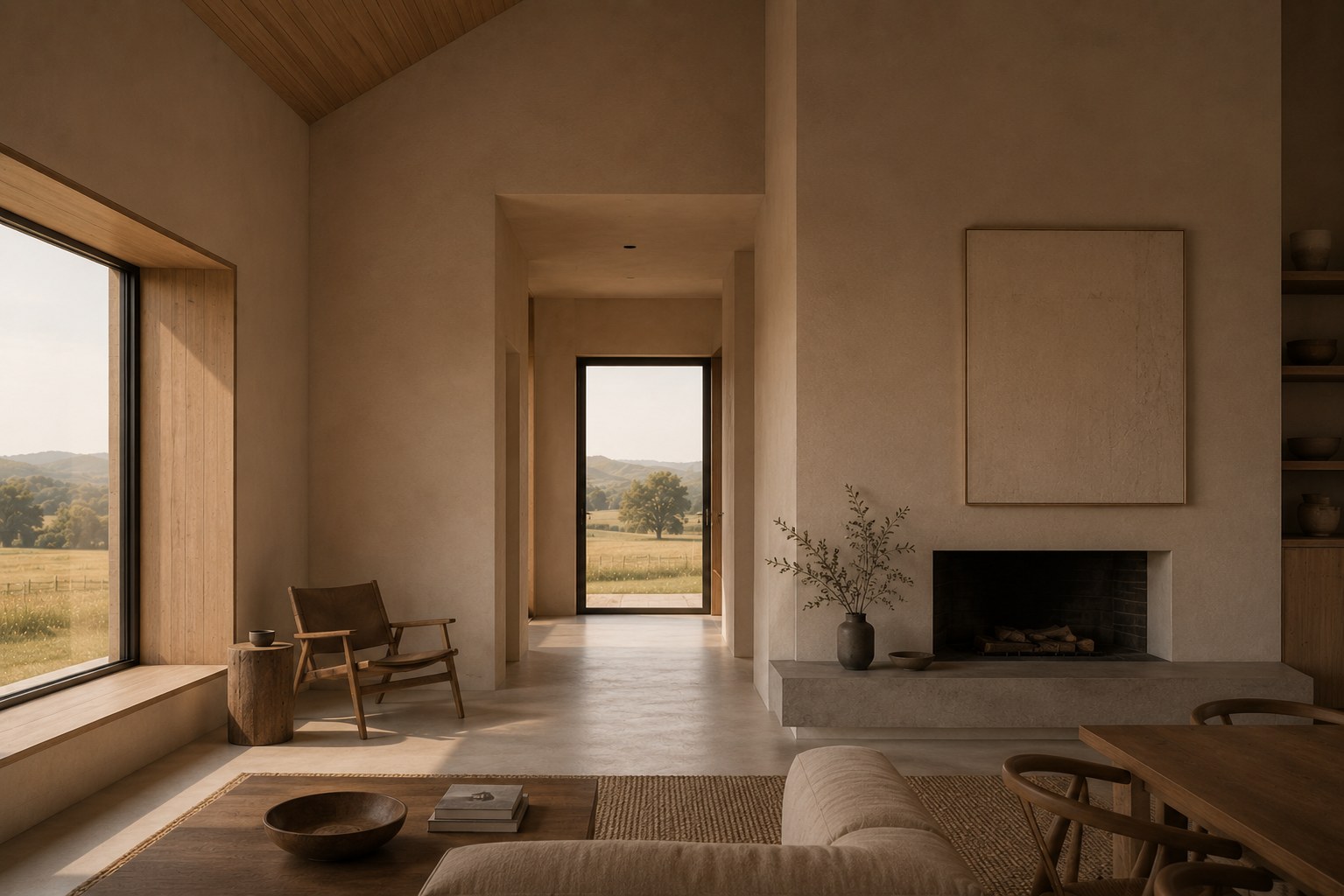 Window seat and rural view