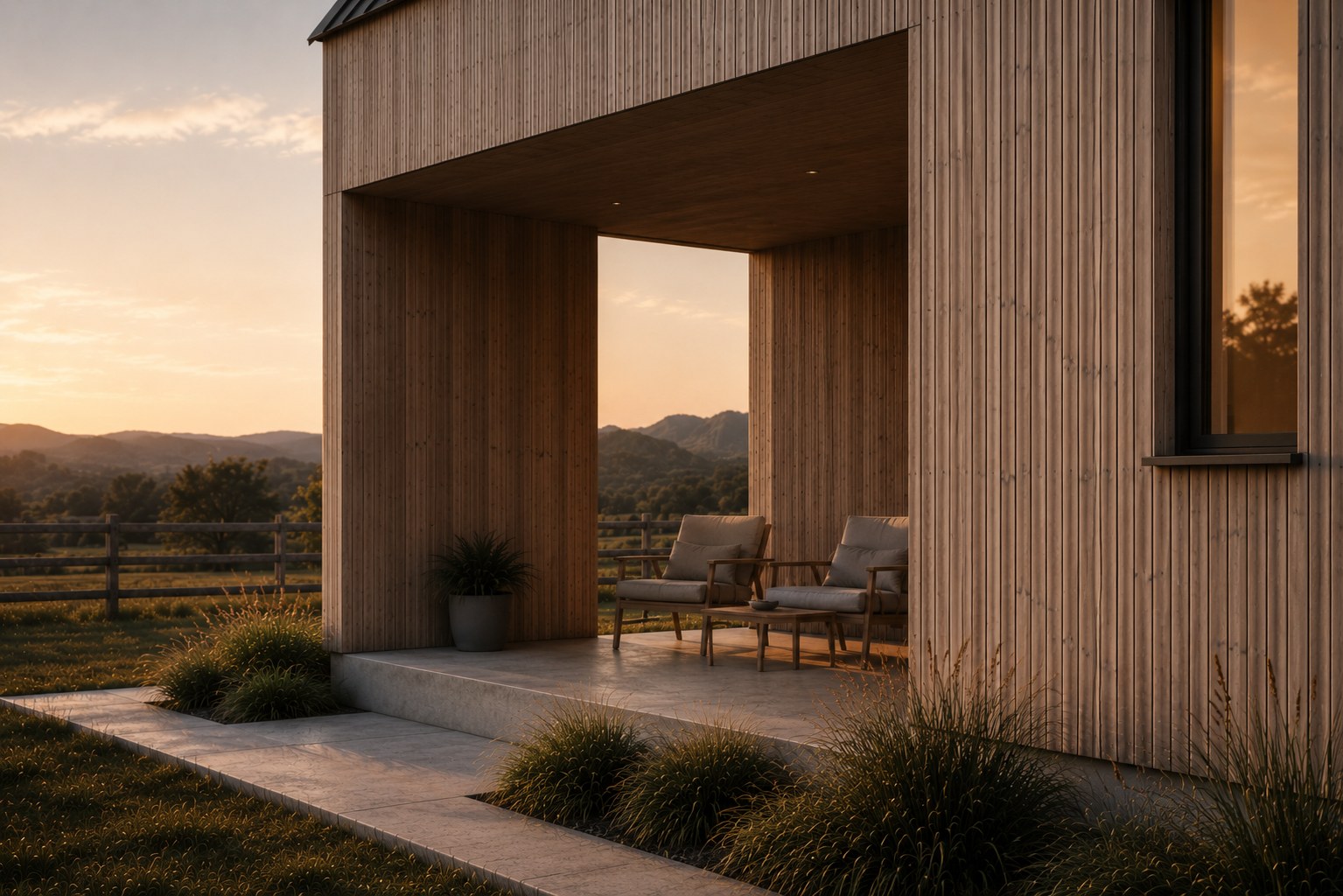 Sheltered timber porch