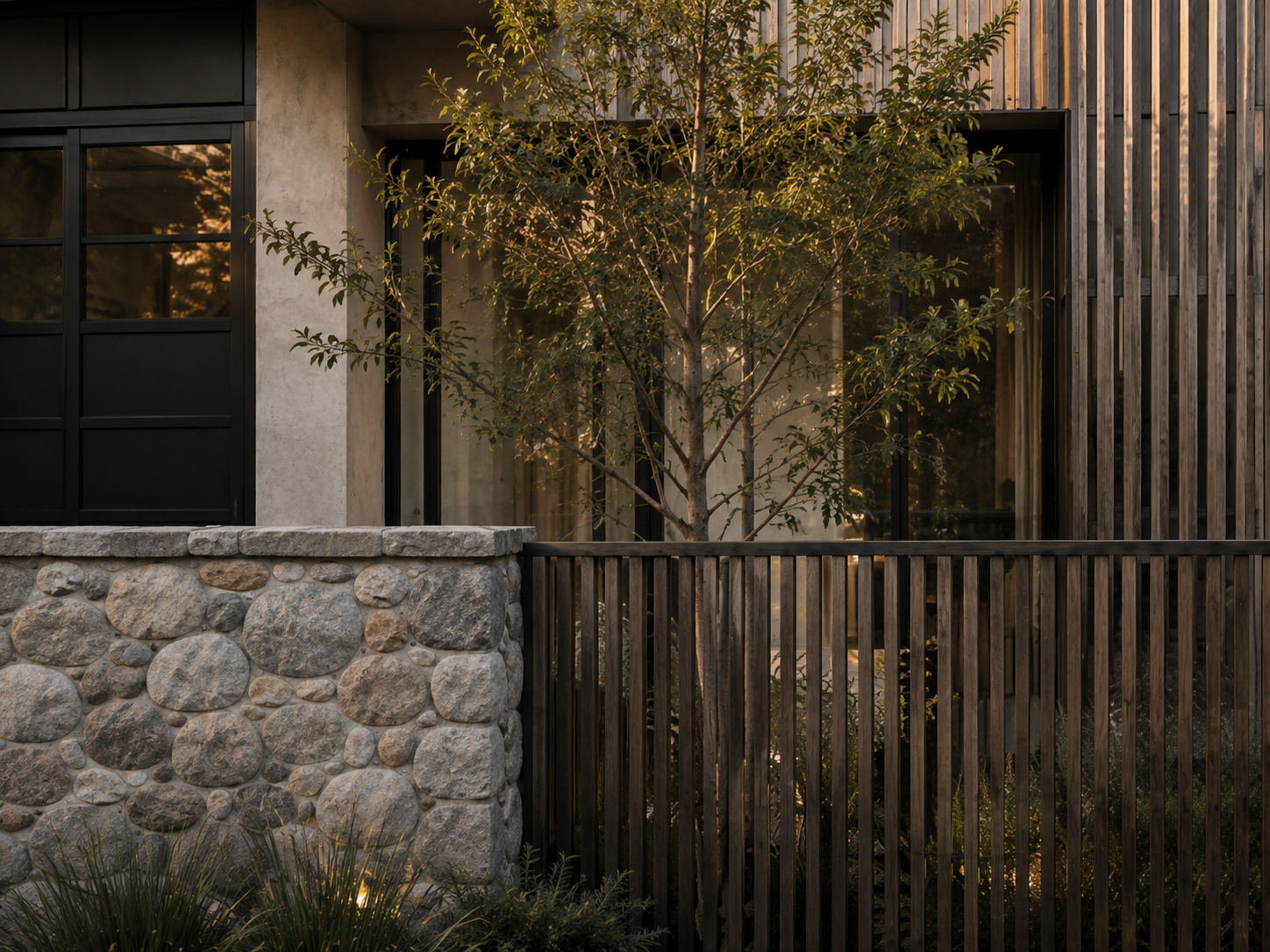 Stone, timber and black detailing at Country Townhouses