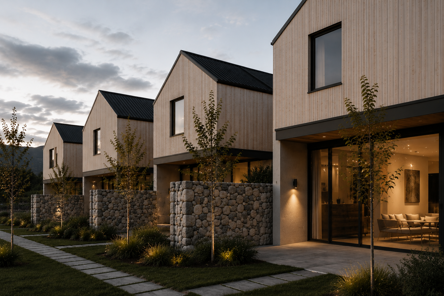 Country Townhouses rear elevation and outdoor living