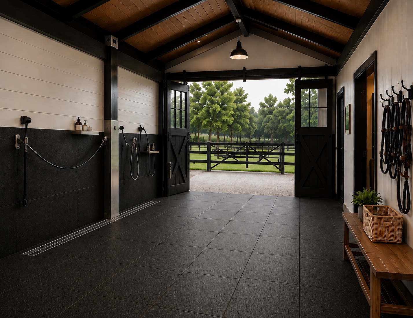Stable aisle and tack storage